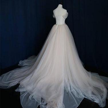 Ivory Off Shoulder A-line Tulle Long Prom Dress,..