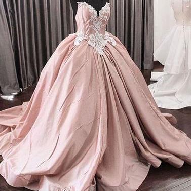 Strapless A-line Lace Appliques Dusty Pink Prom..
