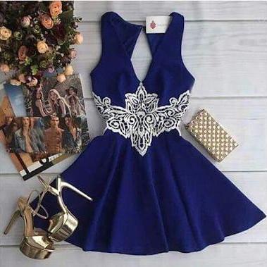 Navy Blue Homecoming Dress, Homecoming Gown,party..