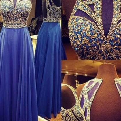 A Line Prom Dress,chiffon Prom Gown,backless Prom..