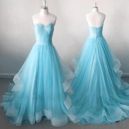 Blue Sweetheart Prom Gowns, Pretty A-line Lace-up..