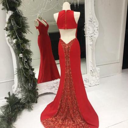 Mermaid Red Prom Dress,long Prom Dresses,prom..