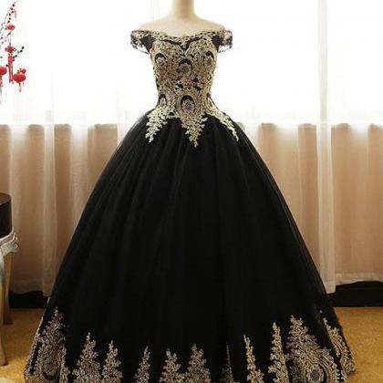 Black Lace Long Prom Gown, Black Evening..