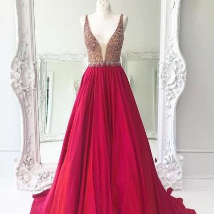 Sparkly Sequins Red Long Prom Dress Evening..