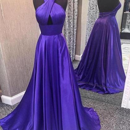 Simple Satin Backless Long Prom Dress, Evening..