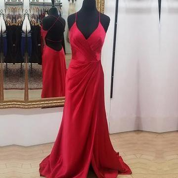 Charming Red Mermaid Prom Dress, Sexy Simple Prom..