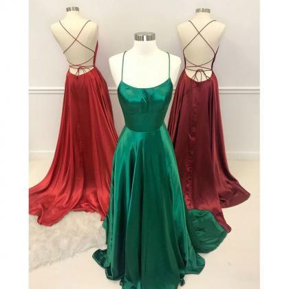 Sexy Red/green/burgundy Long Criss Cross Prom..