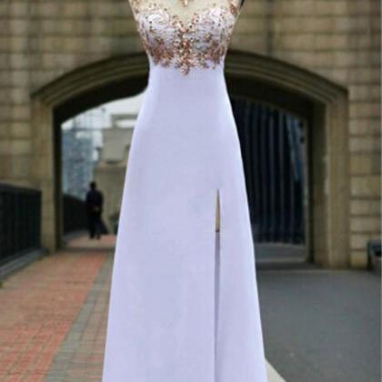 Gorgeous White Prom Dress, Chiffon Prom Dress,..