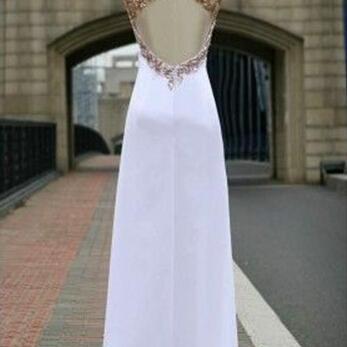 Gorgeous White Prom Dress, Chiffon Prom Dress,..