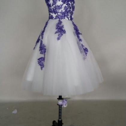Neckline Prom Dress,blue Prom Dress, Applique Prom..