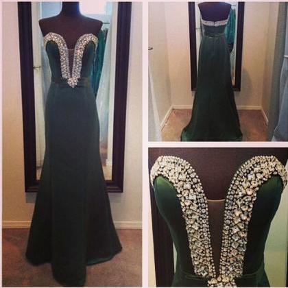 Long Prom Dress, Green Prom Dress, Sweet Heart..