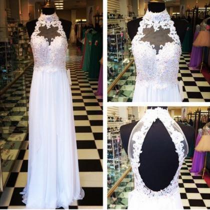 Lace Prom Dress, Long Prom Dress, White Prom..