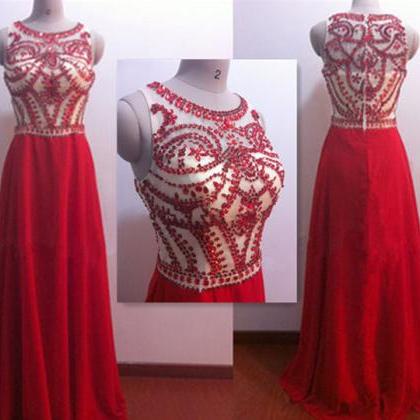 Long Prom Dress, Red Prom Dress, Sequins Prom..