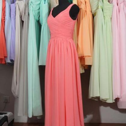Coral Bridesmaid Dress, Bridesmaid Dress, A-line..