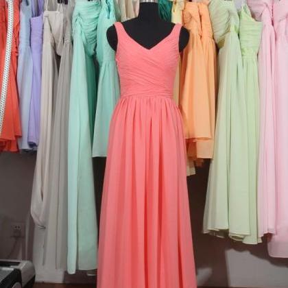 Coral Bridesmaid Dress, Bridesmaid Dress, A-line..
