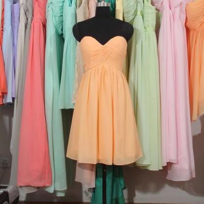 Peach Bridesmaid Dress, A-line Bridesmaid Dress,Sweetheart Short ...