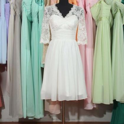 Long Sleeves Bridesmaid Dress, Lace Bridesmaid..