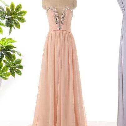 Pink Bridesmaid Dress, Long Bridesmaid Dress, Long..
