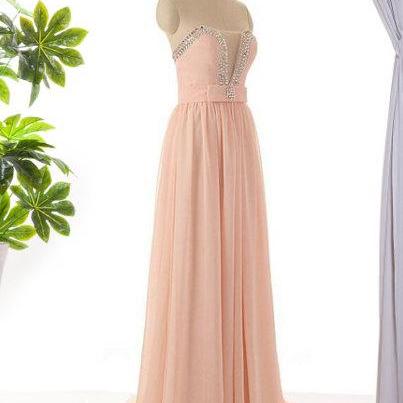 Pink Bridesmaid Dress, Long Bridesmaid Dress, Long..