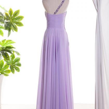 One Shoulder Prom Dress, Long Prom Dress, Lavender..