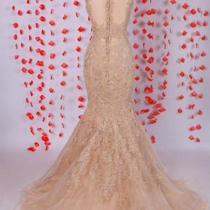 Elegant Prom Dress,champagne Prom Dresses,mermaid..