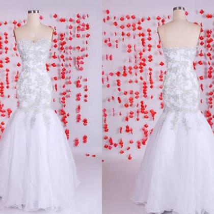 Gorgeous Prom Dress, White Prom Dress,mermaid Prom..