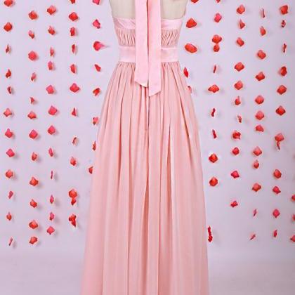 Simple Pearl Prom Dress, Pink Bridesmaid Dress,..