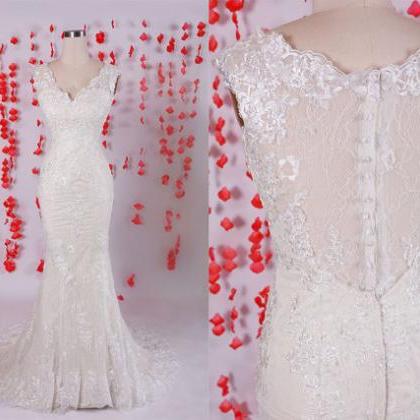 Stunning Slim Wedding Dress,ivory Mermaid Prom..
