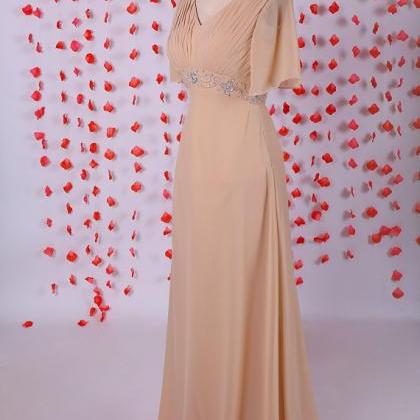 Elegant Long Prom Dress,champagne Prom Dress,short..