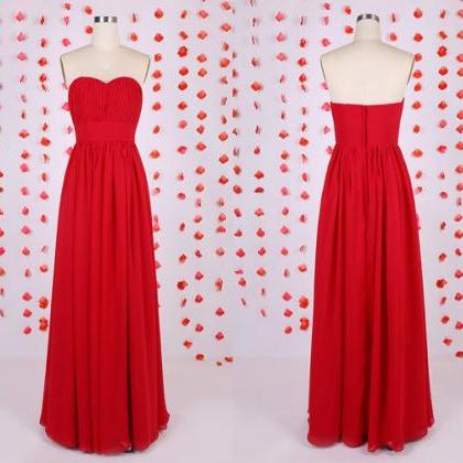 Elegant Deep Red Bridesmaid Dress, Sweetheart..