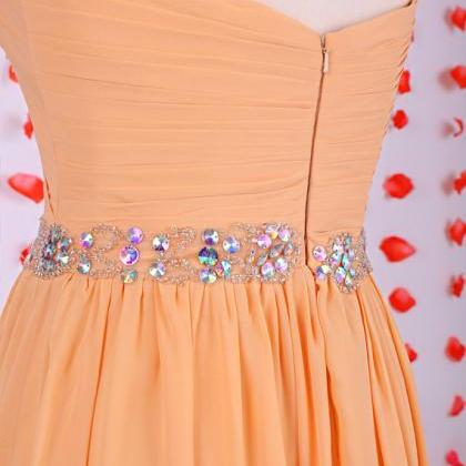 Simple Orange Prom Dress,chiffon Prom Dress,long..