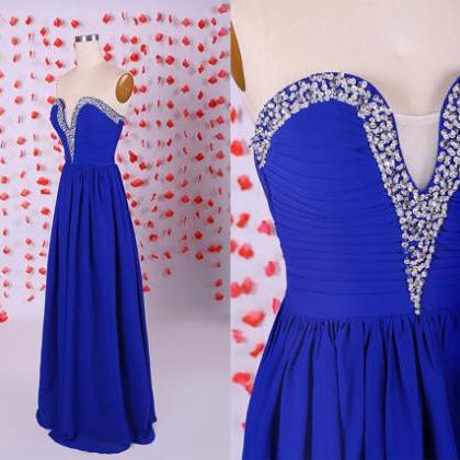 Gorgeous Long Prom Dress,royal Blue Prom..