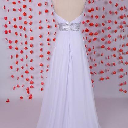 Gorgeous White Backless Prom Dress,chiffon Prom..