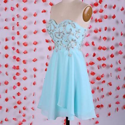 Elegant Mini Prom Dress,sweetheart Prom Dress,blue..