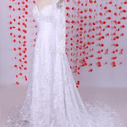 White Wedding Dress,long Sleeves Wedding Dress,..