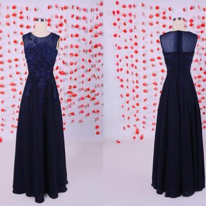 Gorgeous Long Prom Dress,navy Blue Prom Dresses,..