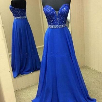 Fashion Prom Dresses,lace Prom Gown,royal Blue..