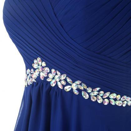 Short Blue Chiffon A-line Homecoming Dress With..