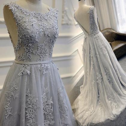 Gray Long Prom Dress,high Quality Prom Dress,prom..