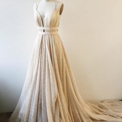 Prom Dress,Charming A-Line Deep V-Neck Spaghetti Straps Long Prom Dress Prom Dresses Long,PD3025