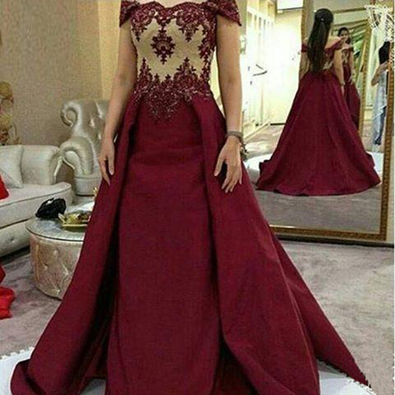 Burgundy prom cheap dresses 2017