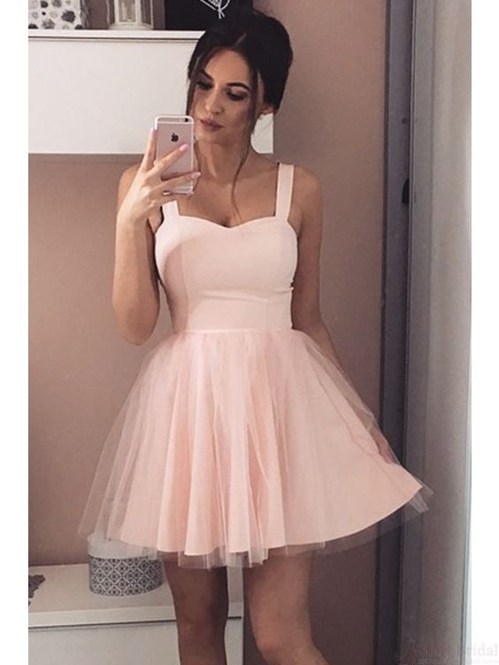 Simple Cheap Light Pink Aline Short Prom Dress, PD32146 on