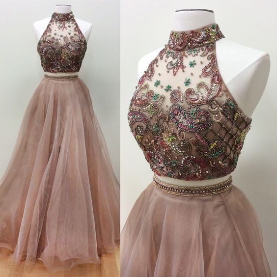 Prom Dresses, 2 Piece Prom Gowns,2 Piece Prom Dresses,prom Dresses,tulle Prom Gown,prom Dress, Pd3041