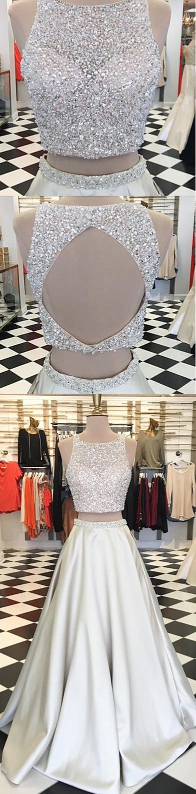 2 Piece Prom Gown,two Piece Prom Dresses,white Evening Gowns,2 Pieces Party Dresses,evening Gowns,lace Formal Dress For Teens,pd3094