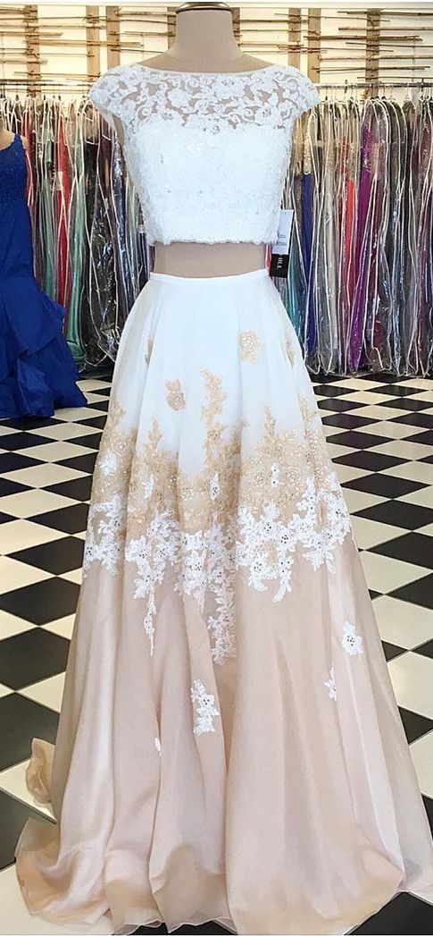 2 Piece Prom Gown,two Piece Prom Dresses,white Evening Gowns,2 Pieces Party Dresses,evening Gowns,pd3111