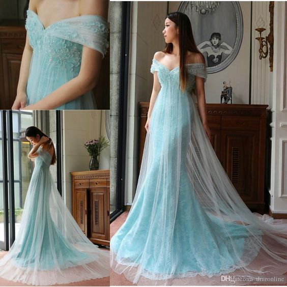 Lace Prom Dresses,light Sky Blue Prom Dress,modest Prom Gown,a Line Prom Gown,pd3006