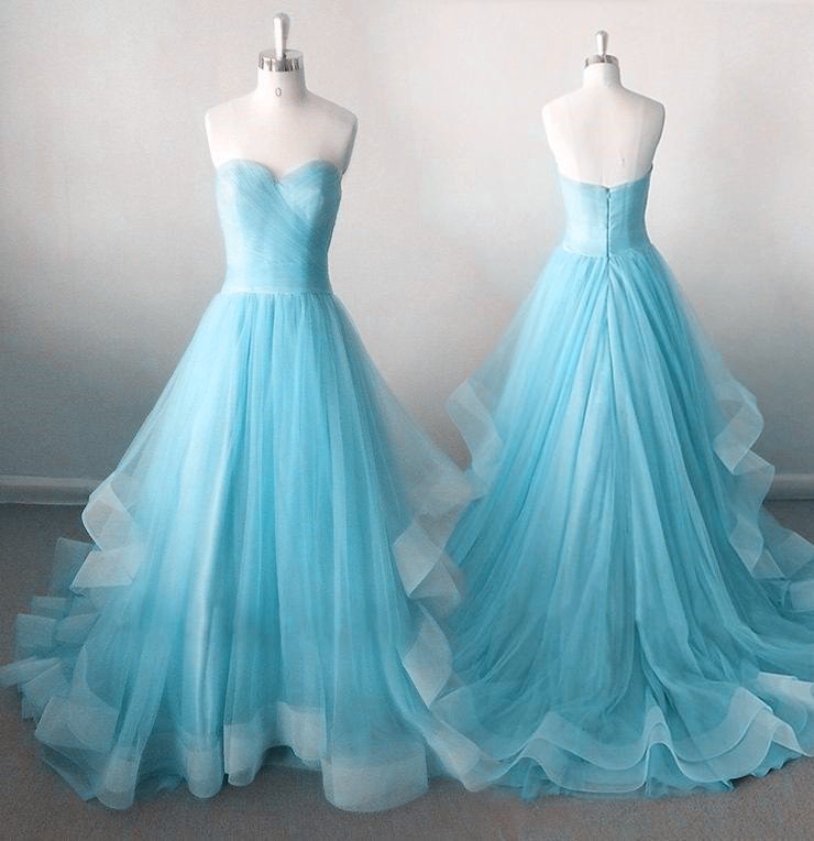Blue Sweetheart Prom Gowns, Pretty A-line Lace-up Prom Dresses 2018, Blue Formal Gowns,pd14128
