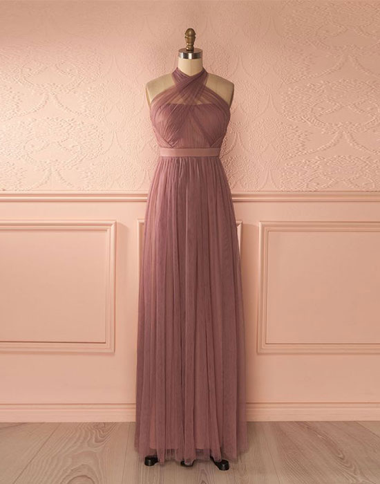 Cute Tulle A-line Long Prom Dress, Bridesmaid Dress,pd14228