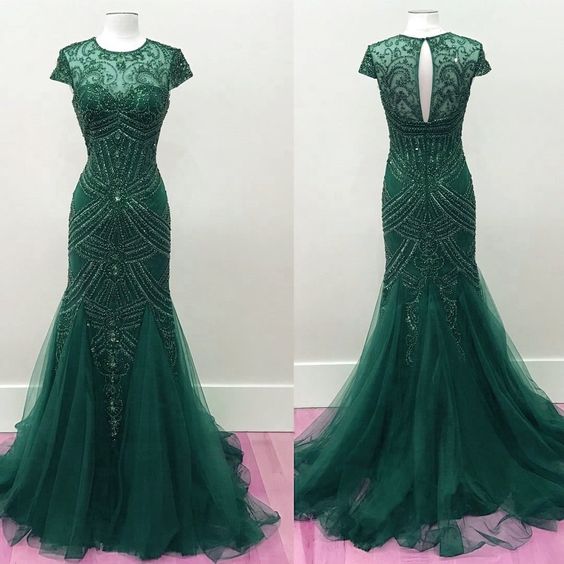 Beaded Mermaid Prom Dresses,mermaid Pageant Evening Gowns,fashion Prom Dress,pd14466