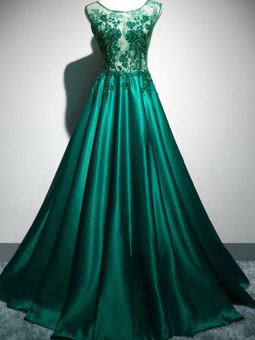 Green Beading Appliques Elegant Prom Dress,Long Prom Dresses,Evening Dresses,Prom Gowns, Formal Women Dress,PD14485